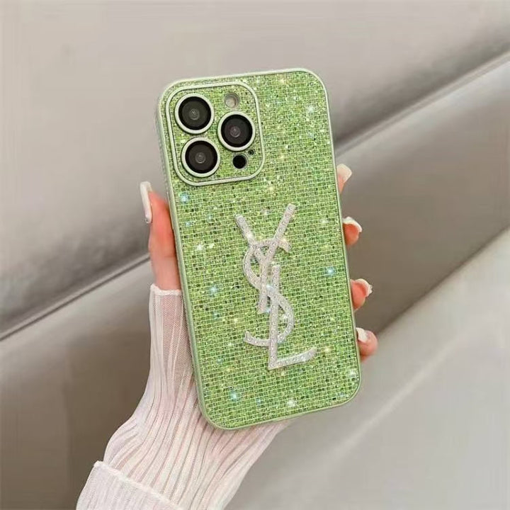 Luxury YSL Phone Case with Elegant Card Holder for iPhone 12-18 Pro & Pro Max