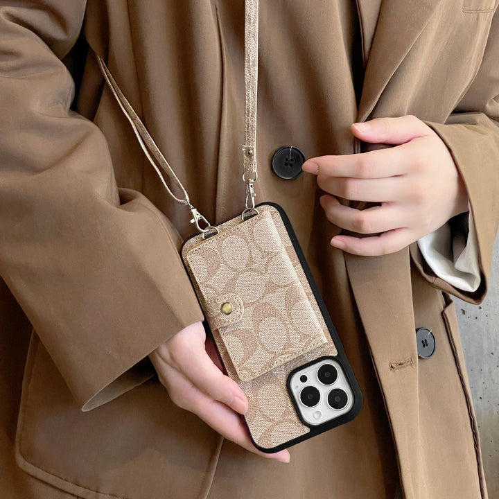 Coach Card Bag Leather Chain Case For iPhone 12 - 18 Series