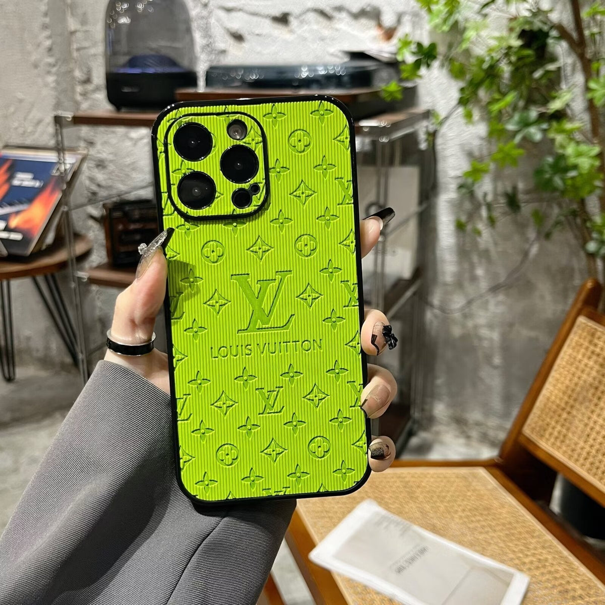 3D Monogram Embossed Leather Case for iPhone