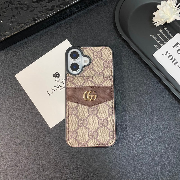 Luxury GG Case with Card Bag Case for iPhone for iPhone 13-18 Pro & Pro Max
