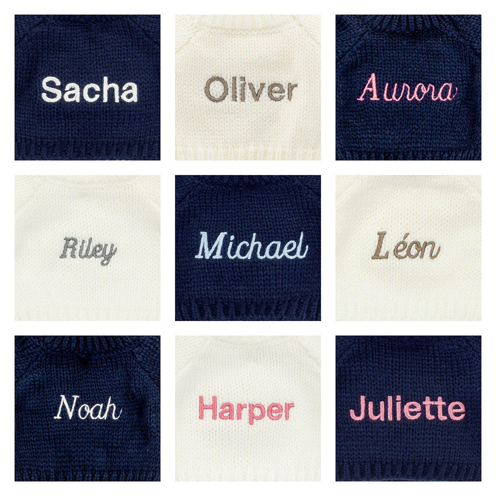 Bashful Moss Bunny with Personalised Navy Jumper
