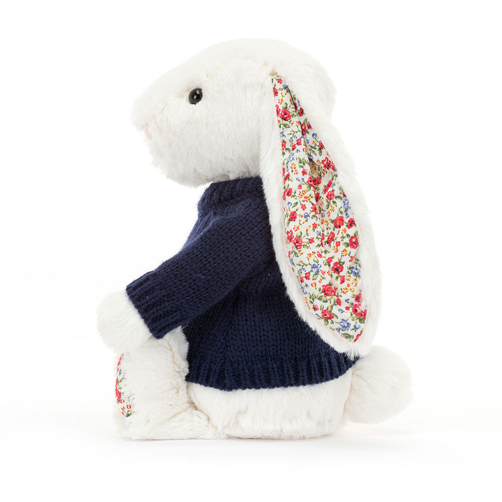 Blossom Cream Bunny with Personalised Navy Jumper