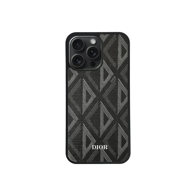 Luxury Woven Monogram & Geometric Slim Case for iPhone 12-18 Pro & Pro Max