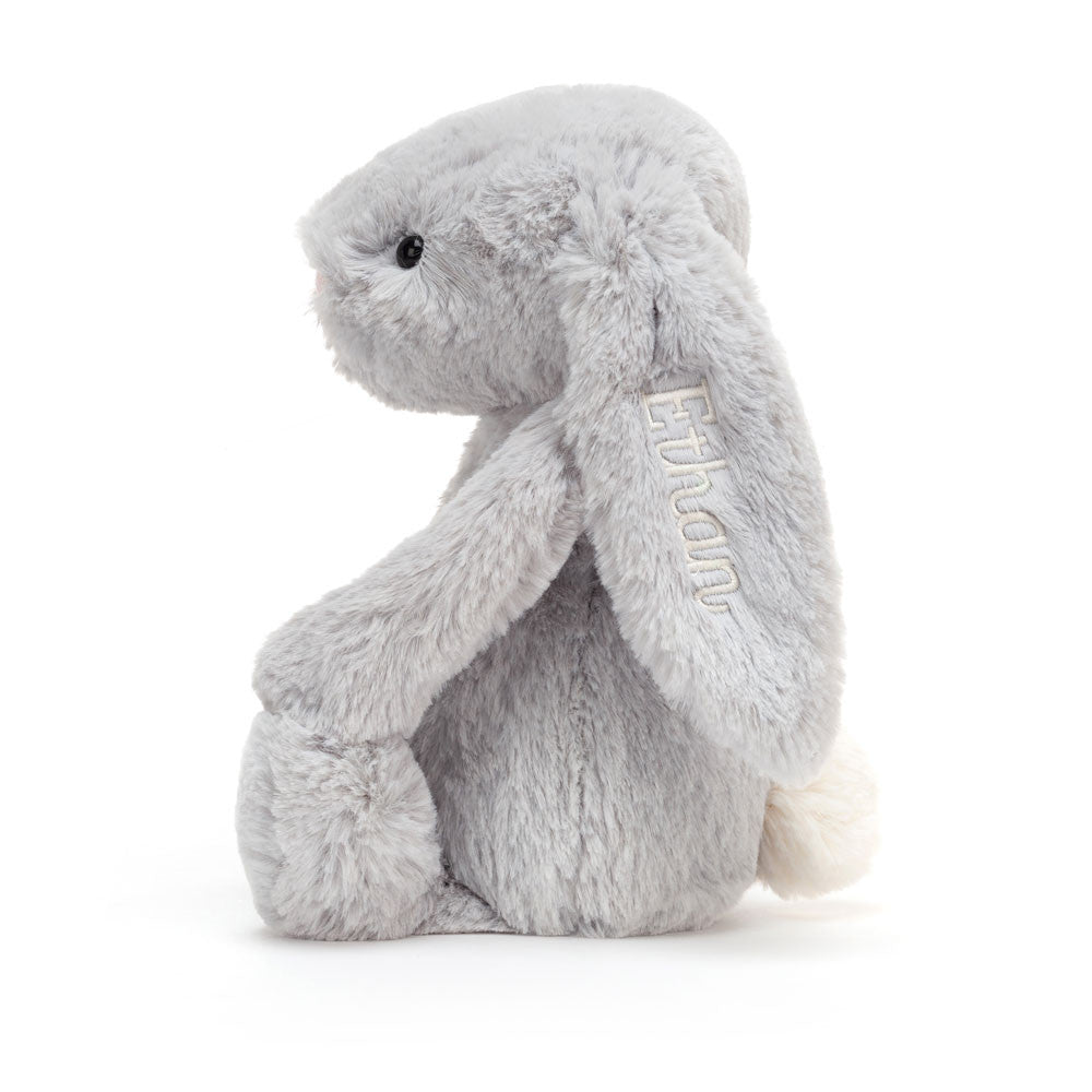 Personalised Bashful Silver Bunny Medium