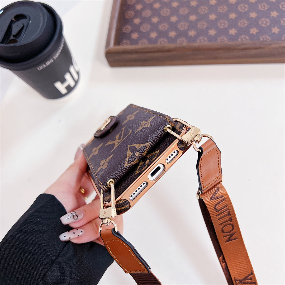 Luxury Louis V Case with Strap for iPhone 13-18 Pro & Pro Max