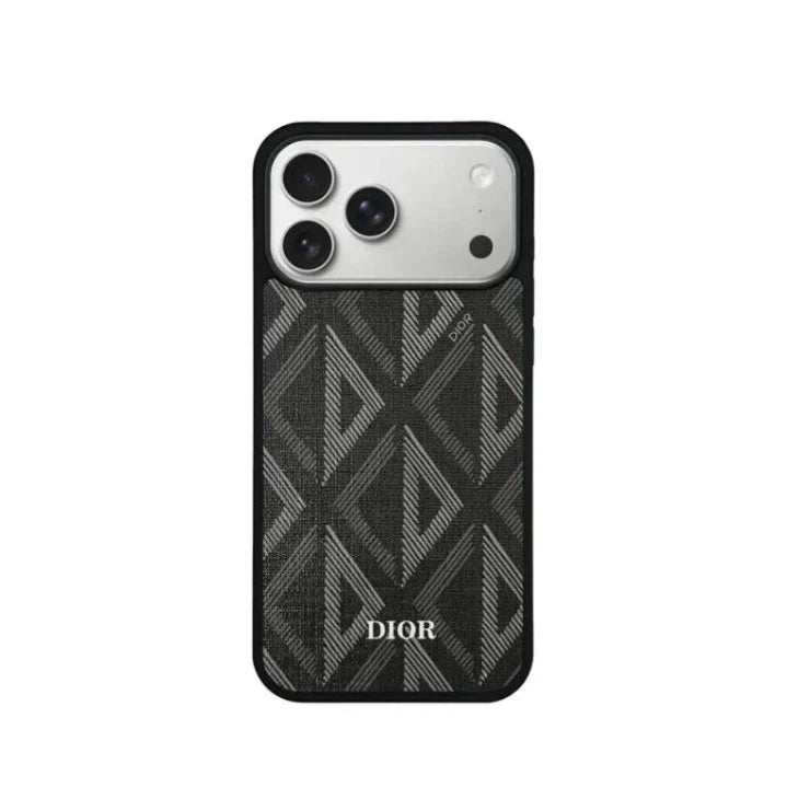 Luxury Woven Monogram & Geometric Slim Case for iPhone 12-18 Pro & Pro Max