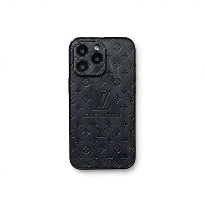 3D Monogram Embossed Leather Case for iPhone
