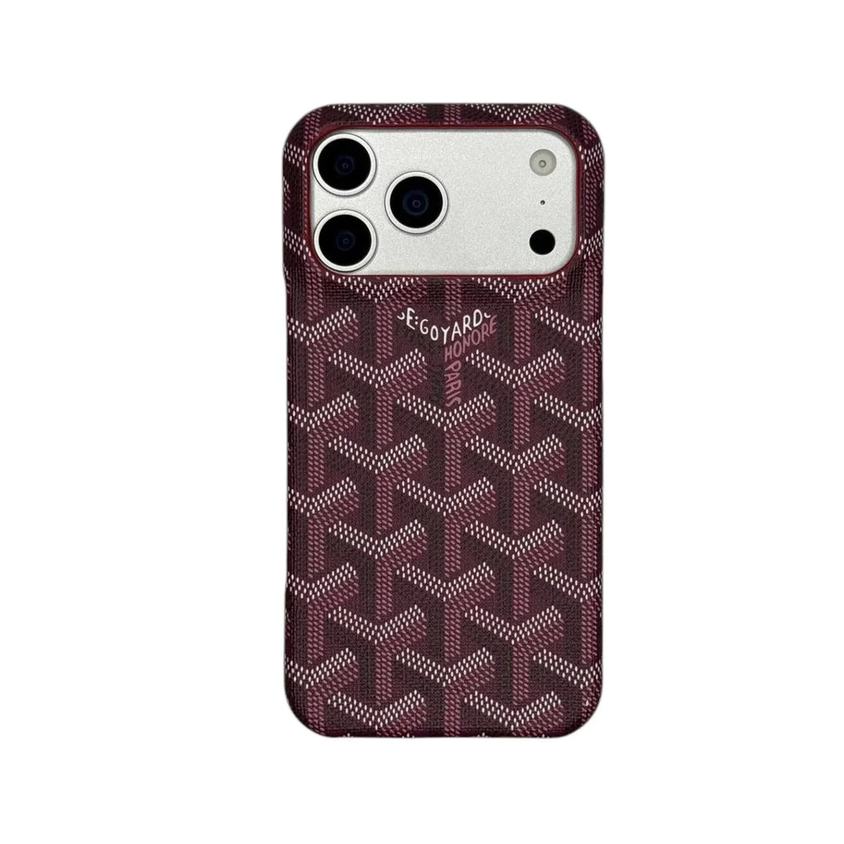 GYD Vintage Monogram Burgundy Case for iPhone 12-18 Pro & Pro Max
