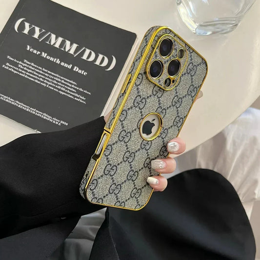 GG Clear Gold Monogram Case for iPhone 13-18 Pro & Pro Max