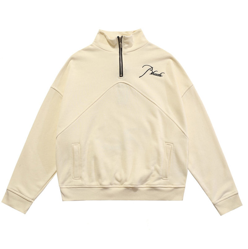 RHUDE embroidered slogan logo sweatshirts