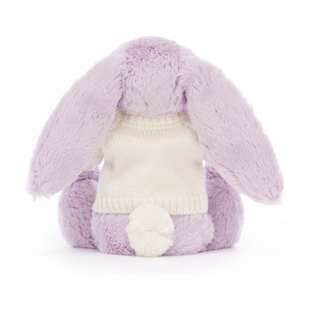 Bashful Lilac Bunny with Personalised Cream Jumper