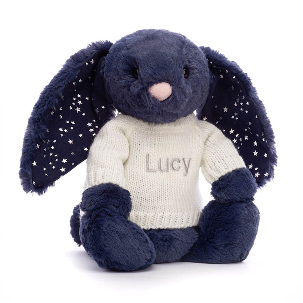 Bashful Stardust Bunny with Personalised Cream Jumper