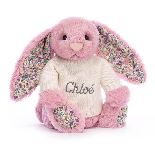 Blossom Tulip Bunny with Personalised Cream Jumper