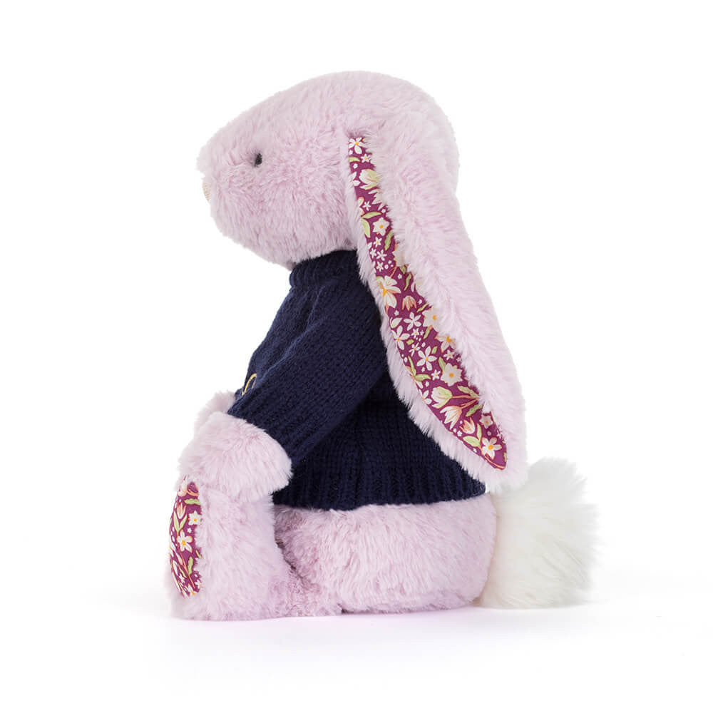Thistlepop Blossom Luxe Bunny with Personalised Navy Jumper