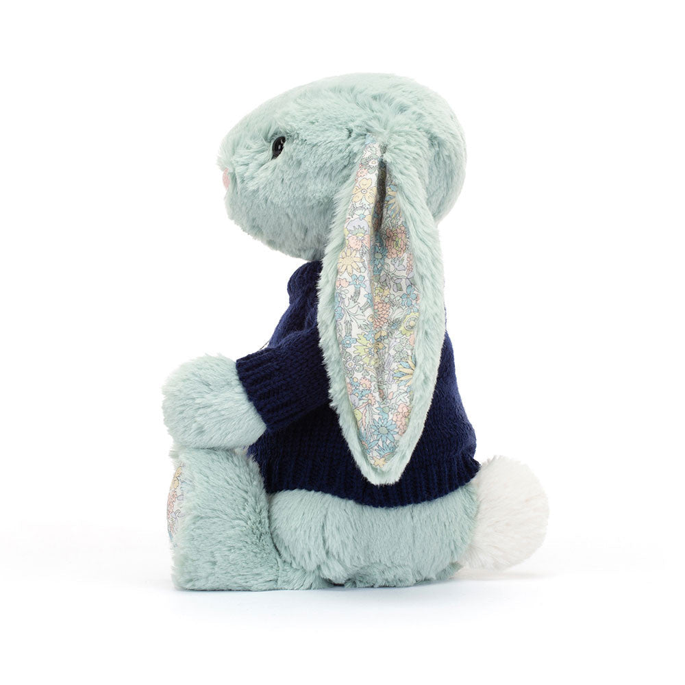 Blossom Sage Bunny with Personalised Navy Jumper