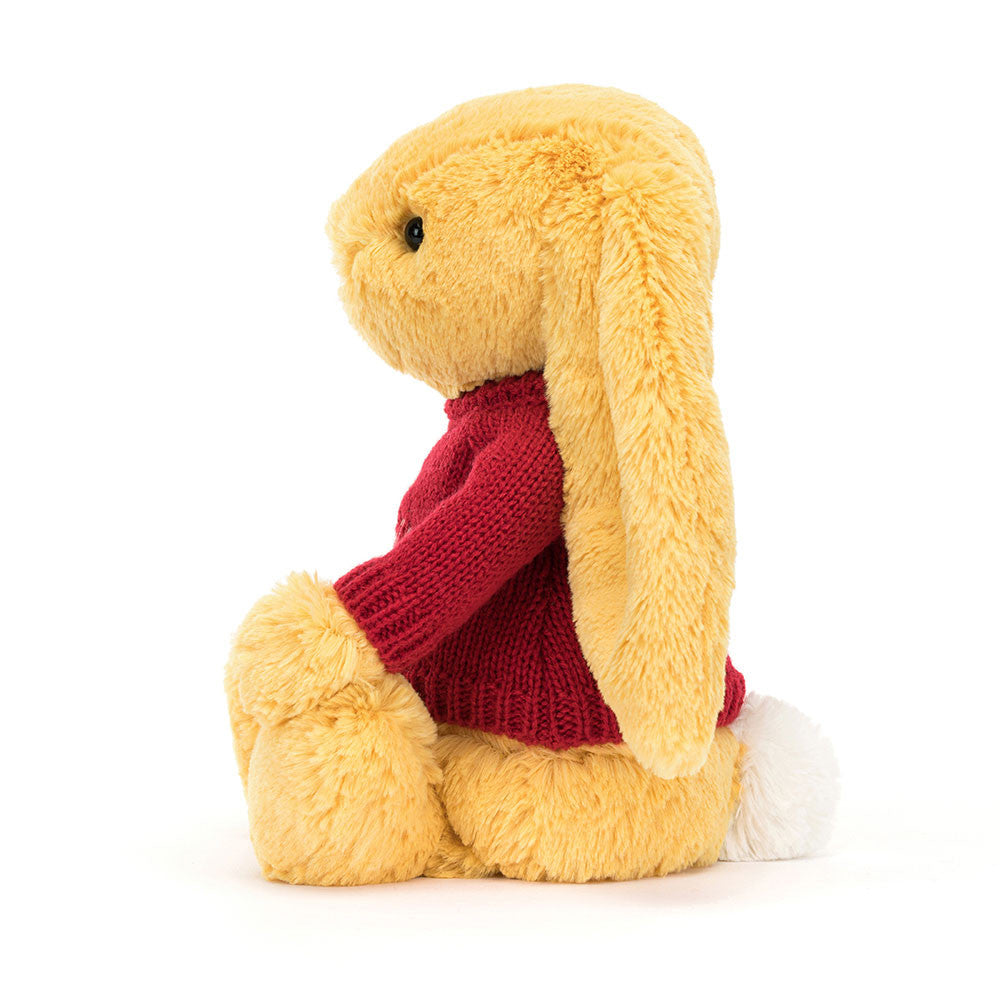 Bashful Sunshine Bunny with Personalised Red Jumper