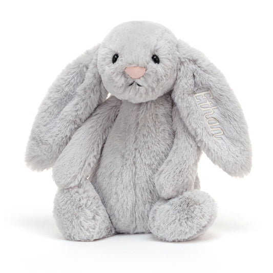 Personalised Bashful Silver Bunny Medium