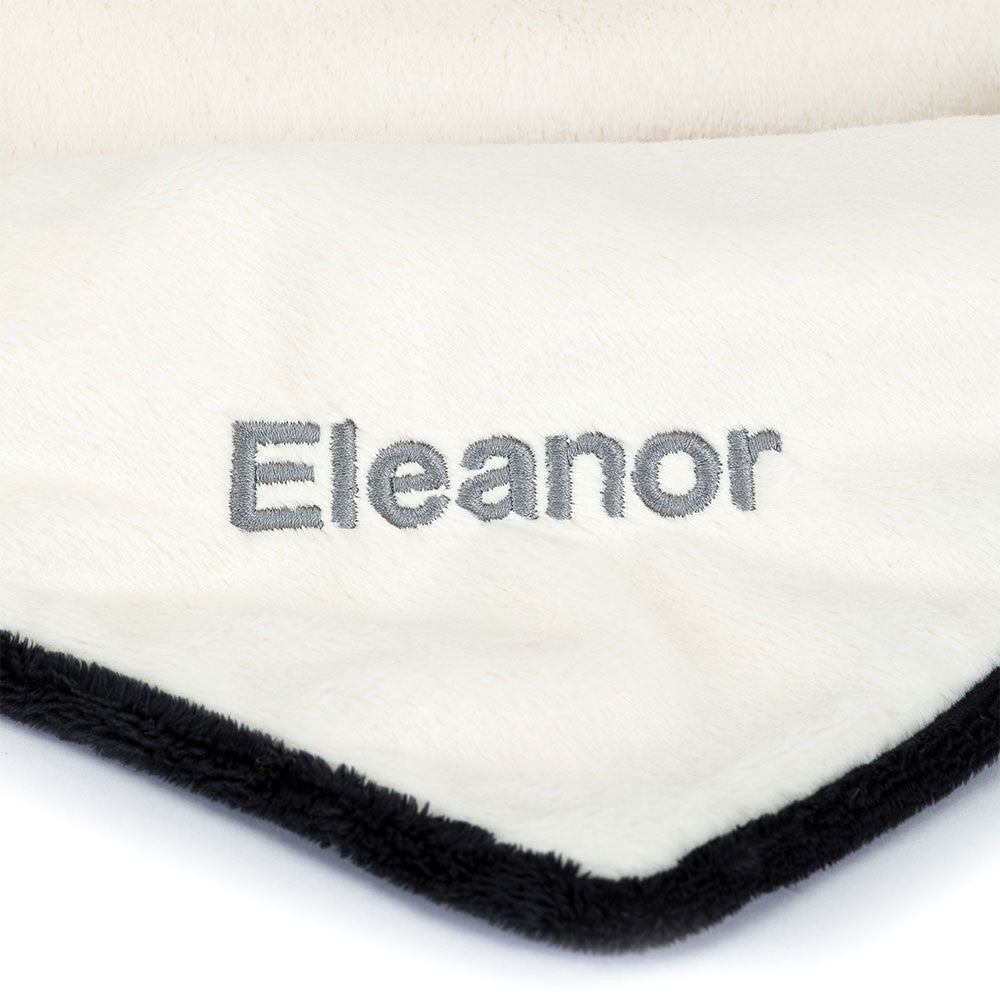 Personalised Bashful Black & Cream Puppy Blankie