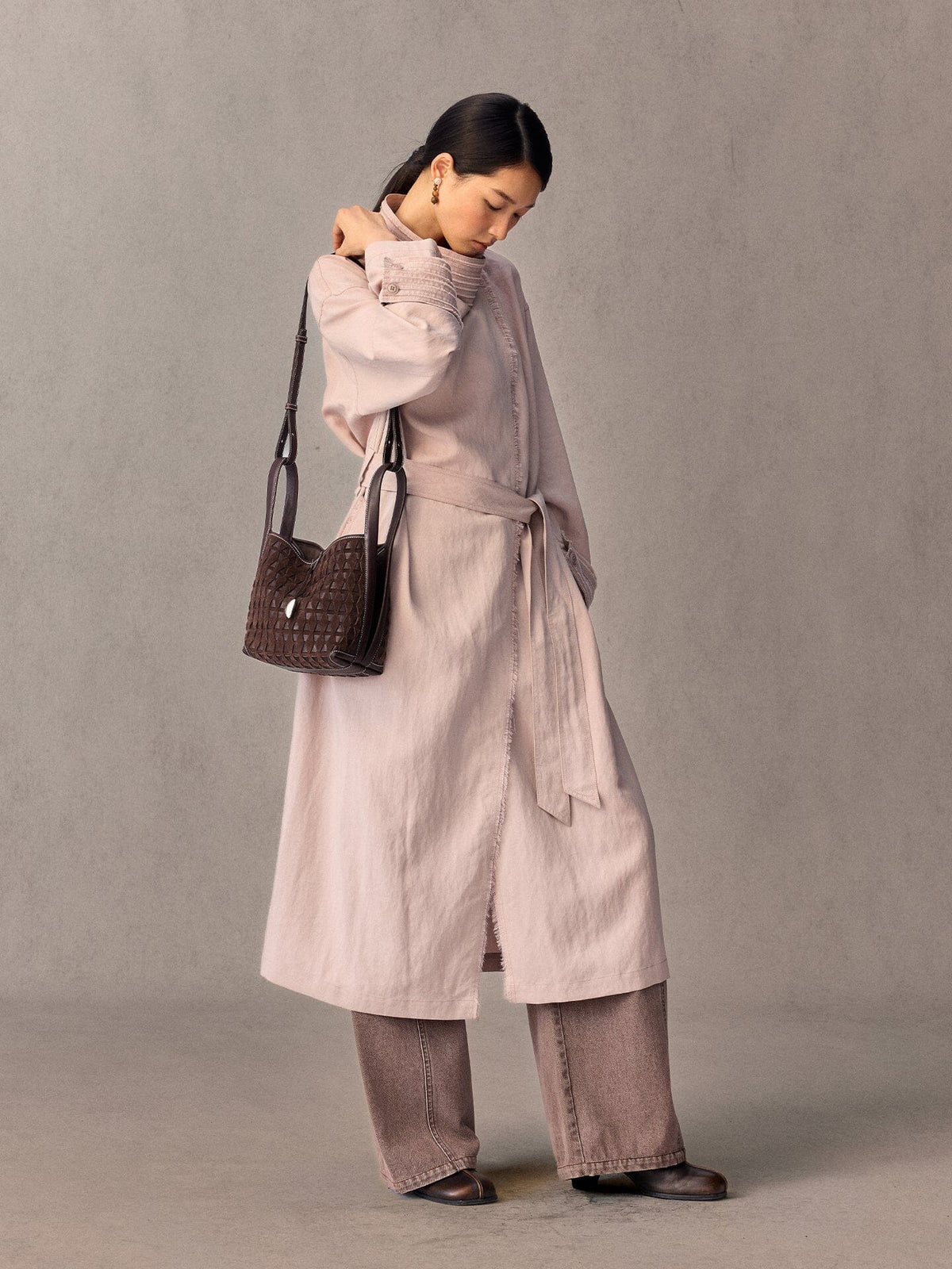 Small Lattice Bucket Bag